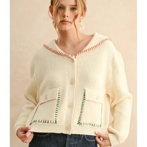 NWT Miou Muse Colorblock Color Stitch Sailor Sweater S Cottagecore Quiet Luxury